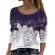 thumbnail image 1 of Blusa de manga larga con cuello redondo y estampado de flores florales para mujer Pompotops  FGAJ6779, 1 of 4