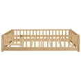 thumbnail image 6 of Mirightone Full Size Floor Bed, Wood Montessori Floor Beds with Fence Railings, Door & Slats Support, Twin Playhouse Bed Frame, (Natural), 6 of 6