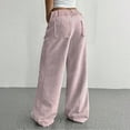 thumbnail image 5 of Women's Corduroy Wide Leg Pants Stretchy Waist Button Casual Loose Fit Pocket Design, 5 of 9
