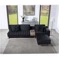 thumbnail image 3 of Modular Velvet Sectional Sofa with Storage Ottoman, USB Ports & Charging Outlets in Black, 3 of 8