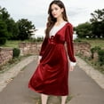 thumbnail image 4 of Women's Velvet Dress with Lace Trim and Button Detail - X Large, Burgundy, 4 of 7