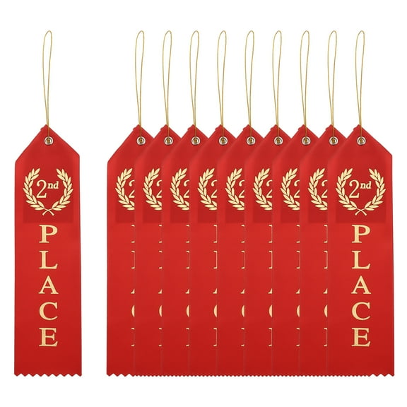 Uxcell Award Ribbons Two Place, 2nd Winner Ribbons with Even Card and Rope, Red 10Pcs
