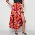 thumbnail image 6 of YueHuiYing Women's Printed High-Waisted Retro Bohemian Elastic-Waist Pocketed Maxi Skirt with Ruffled Hem and A-line Silhouette, 6 of 9