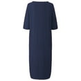 thumbnail image 3 of Innerwin Midi Dress Plain Ladies Dresses Beach Crew Neck Comfy Navy Blue 2XL, 3 of 4