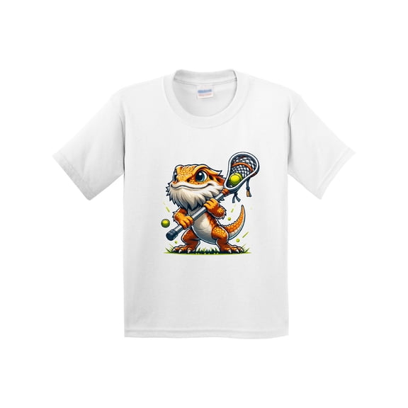 Inktastic Lacrosse Funny Bearded Dragon Youth T-Shirt