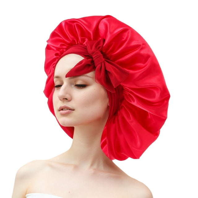 Youkk Bandeau Élastique Confortable en Satin Imitation Soie pour Soins Capillaires, Ruban Rond Rouge