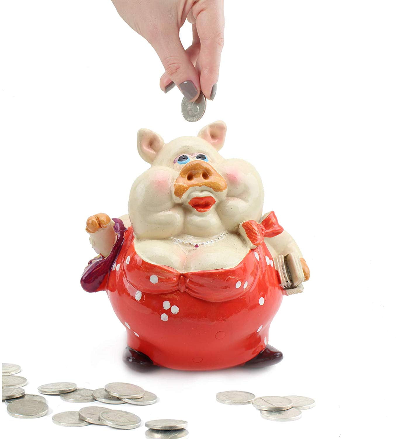 Novelty Pig Saving Box Coin Bank Money Saving Bank Toy Bank Piggy Bank for 2019 New Year, (Red