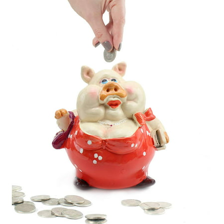 Novelty Pig Saving Box Coin Bank Money Saving Bank Toy Bank Piggy Bank for 2019 New Year, (Red)
