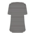 thumbnail image 5 of Summer Homenesgenics Womens Tops under $5 Women's New Short Sleeve Round Neck Pullover Chest Pleated Striped Print Top White XL, 5 of 5
