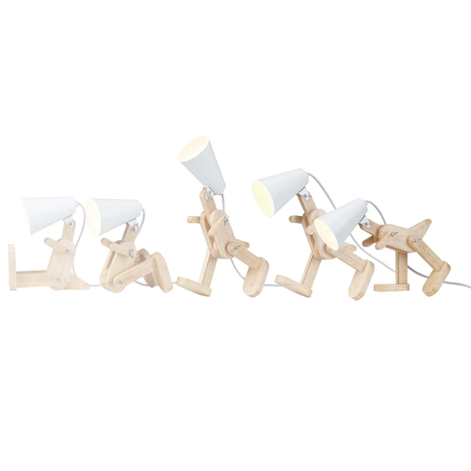 Globe Electric Terry Dinosaur 10" Wooden Desk Lamp, White Shade, In-Line On/Off Rocker Switch