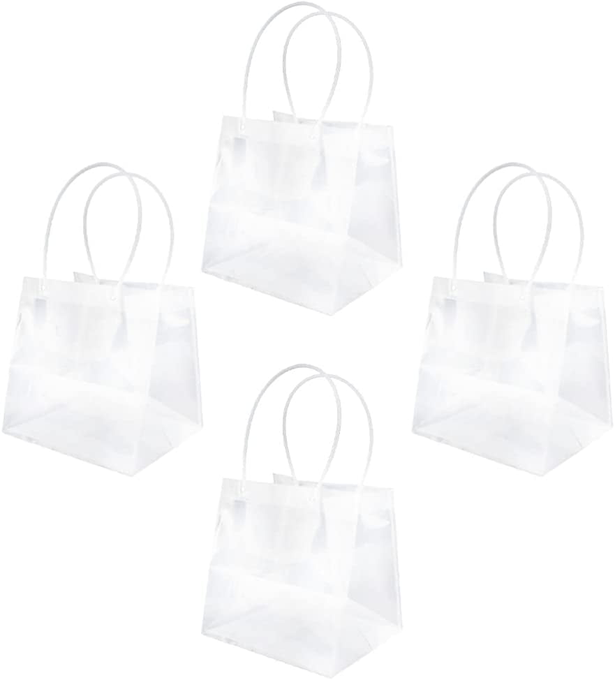 4PC Clear Plastic Gift Bags Transparent PVC Gift Wrap Bag Clear Tote