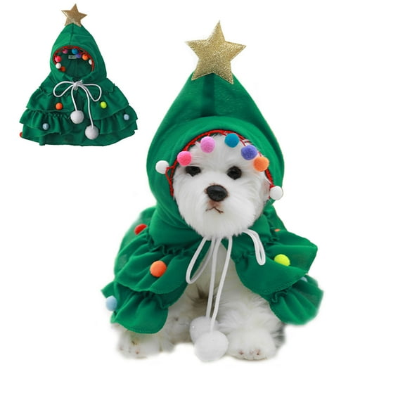 Christmas Dog Costume, Cosplay and Christmas Puppy Dress, Cat Dressing Up Cloak Pet Tree Costume Cape for Cats Small Dogs S