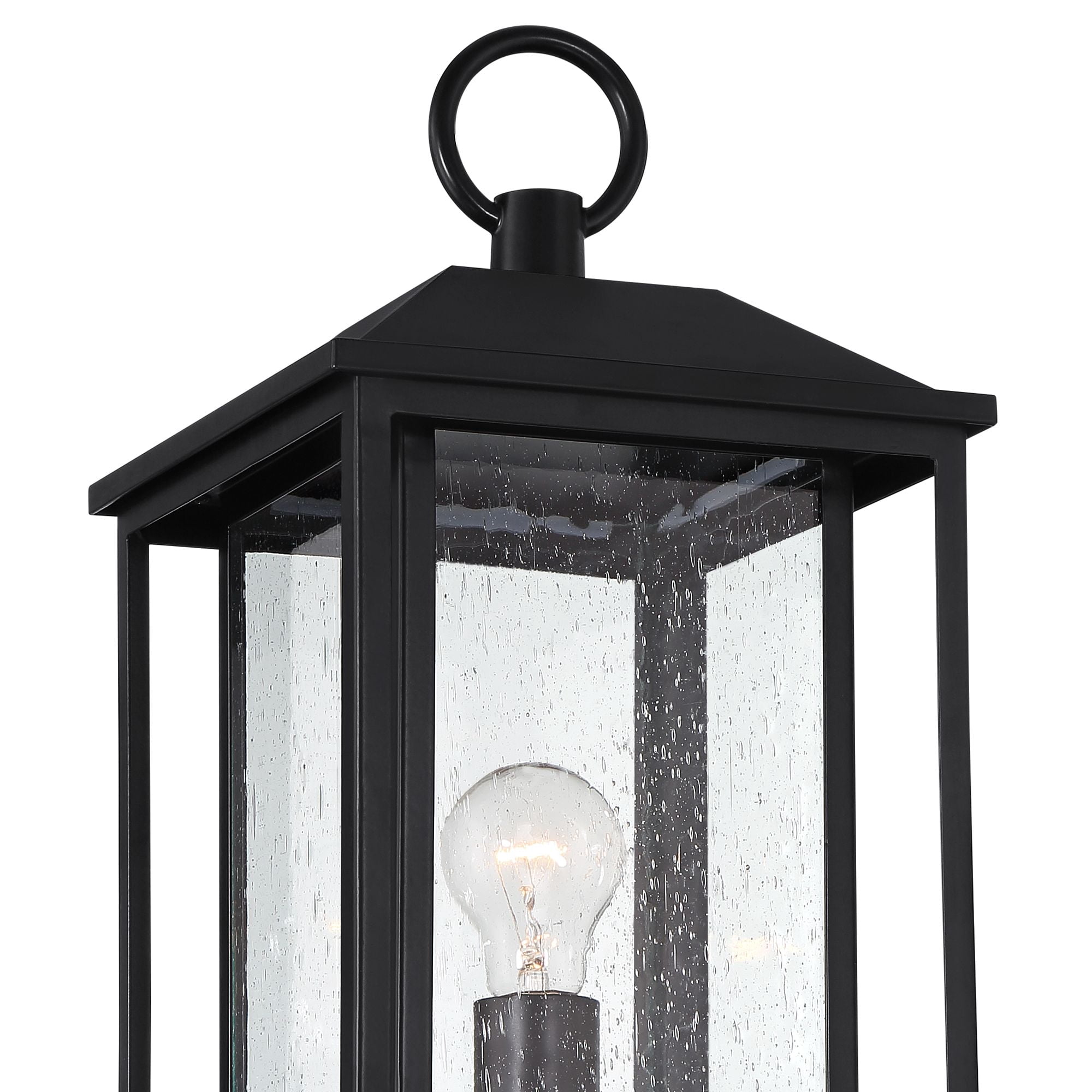 John Timberland Califa Modern Outdoor Post Light Black Metal Cage 21 3/4" Clear Seedy Glass for Exterior Barn Deck House Porch Yard Patio Home Outside
