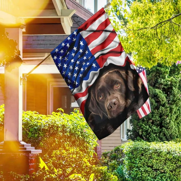 FLAGWIX American House Flag (29.5" x 39.5")-Chocolate Labrador Retriever. American Patriot Flag - Polyester Indoor Outdoor Flags