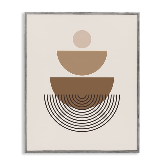 Stupell Industries Eclectic Brown Shapes on Beige Gray Framed Giclee Art, 11 x 14, by LSR Design Studio