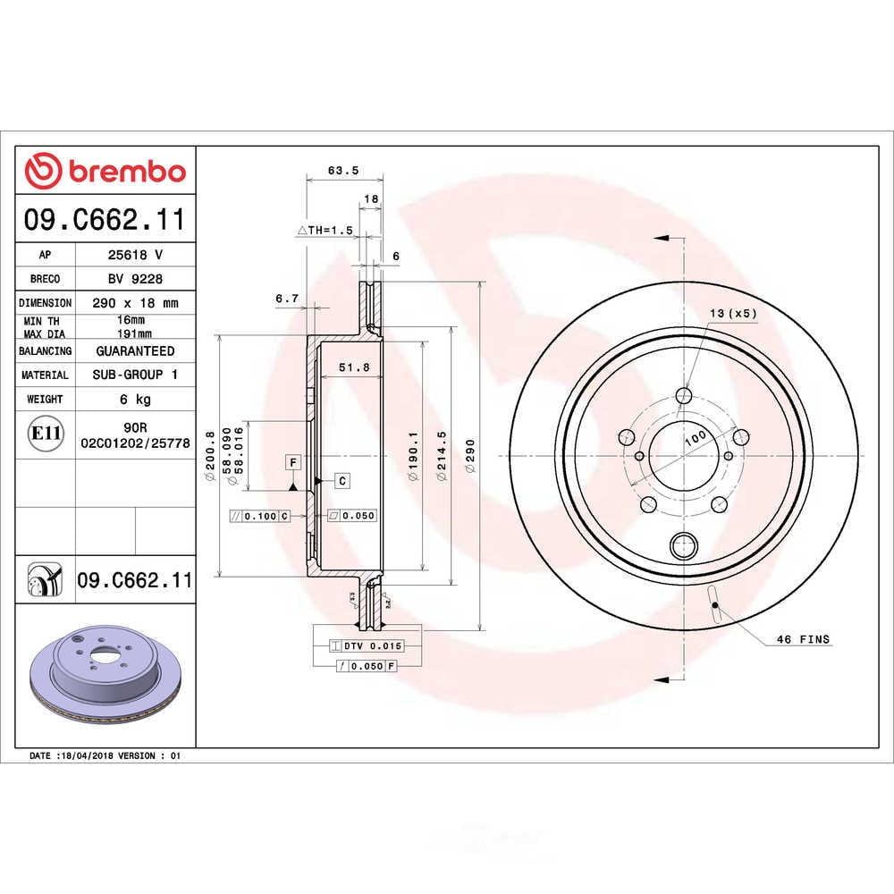 Brembo 09.C662.11 PRIME Disc Brake Rotor