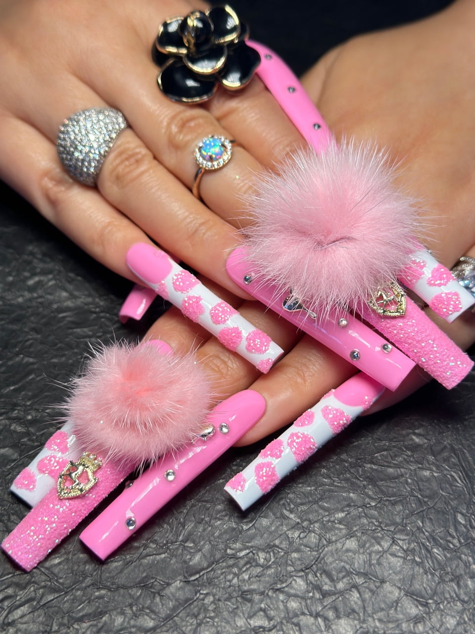 10Pcs Luxury 3D Acrylic Press-On Nails Handmade Reusable False Nails