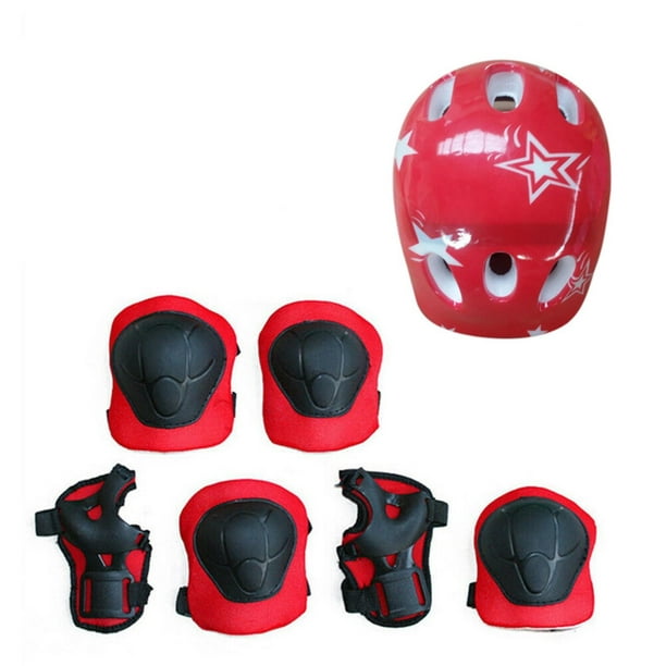 hoksml Sports & Outdoors 7Pcs/Set Children Kids Safety Helmet Knee