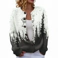 thumbnail image 2 of Chandails d'Hiver Grande Taille pour Femmes Mode Décontractée Imprimé de Noël Cardigan Veste Gris G, 2 of 7