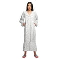 thumbnail image 3 of Moomaya Printed Long Sleeve Maxi Nightdress Button Down Cotton Sleepwear Gown, 3 of 5