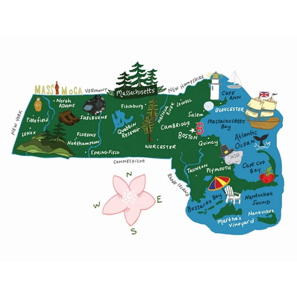 Allport Editions Hello : Massachusetts Kitchen Towel - 100% Cotton Kitchen Dish Towel