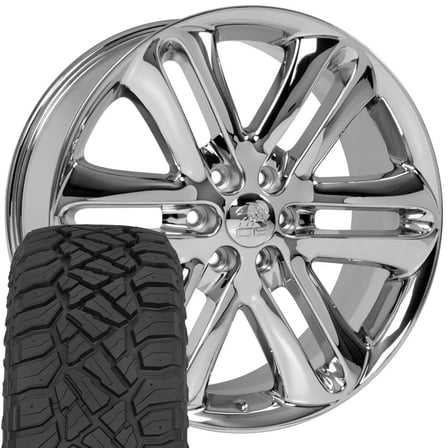 OE Wheels FR76 22 Inch Rims and Tires Fit F-150 Style 6x135 22x9 Chrome - Hollander 3918 - TerraMax RT 285/45-22 (Set of 4)
