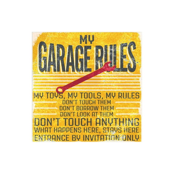 My Garage Rules Orange Stripes Wrench 12 x 12 Wood Wall Sign Plaque