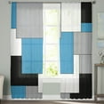 Blue Black Gray Mosaic Abstract Art Tulle Voile Curtains For Bedroom