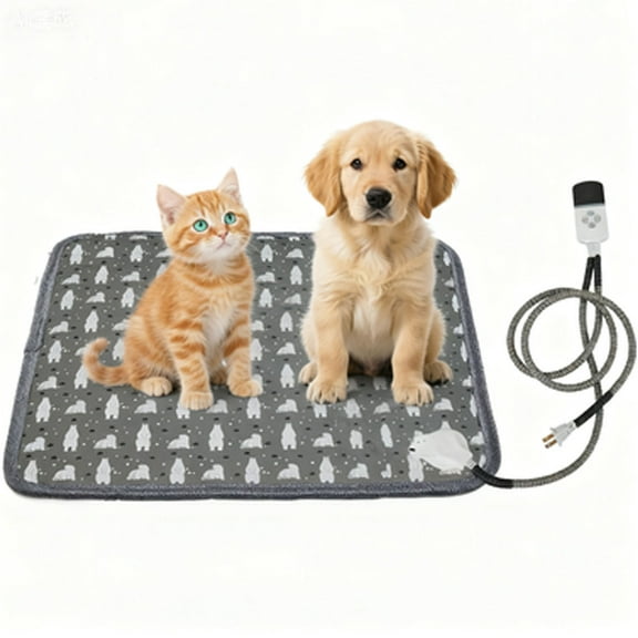 Heated Pet Bed for Dogs and Cats, 18x18 Inch Winter Warm Pad with 9-Temperature Settings & Timer, Waterproof and Chew-Resistant Cord for Indoor Use,Upgraded