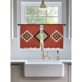 thumbnail image 3 of Triangle Combination Pattern Sheer Curtains 2 Panels Set Black Green Red Retro Decor Lihgt Filtering Rod Pocket Voile Drape, Semi Sheer Window Curtains for Bedroom Living Room, 52"x54", 3 of 5