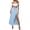 Blue, variant on Women's Half Length Pleated Skirt Retro Elastic Waist Linen Hem Long Skirt