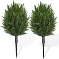 thumbnail image 2 of Studyset 24.4" Artificial Topiary Ball Trees, 2 Pack UV Resistant Fake Bushes with Ground Spike, Faux Cypress Plants Outdoor Shrubs for Front Porch Garden Yard Dr, 2 of 7