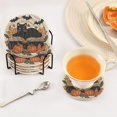 thumbnail image 3 of Yayeee 6 PCS Drink Coasters with Holder Set Woven Absorbent Round Tabletop Hot Pad, Cute Halloween Cat, 3 of 7