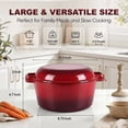 thumbnail image 2 of Walchoice 5QT Dutch Oven with Skillet Lid, 2-in-1 Enameled Cast Iron Dutch Oven Pot Cookware with Handles for Grilling, Stewing - Red, 2 of 9