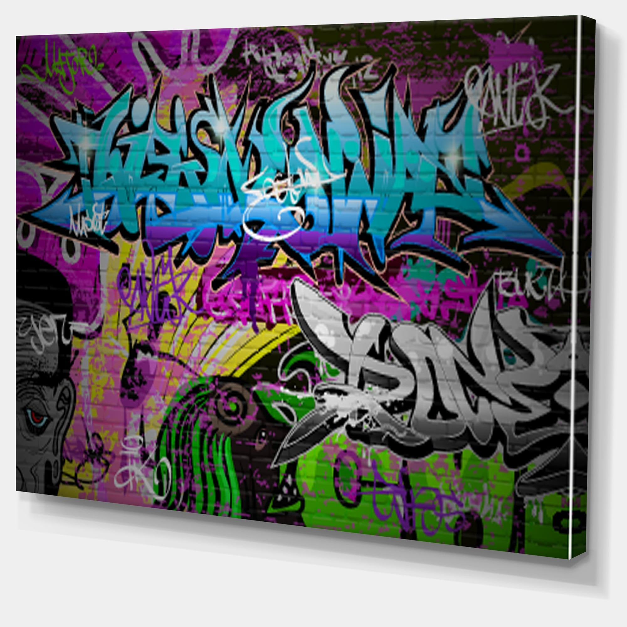 Art painting Canvas Print Graffiti Street Urban Girl Stretched Wall Decor Framed 