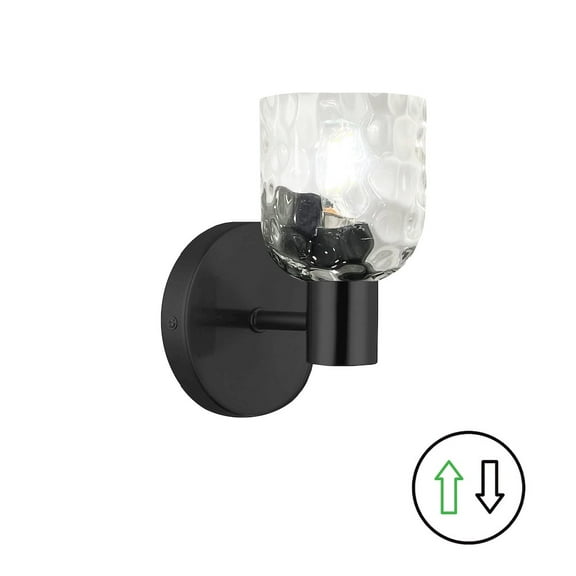 Dainolite 1 Light Matte Black Wall Sconce w/ Clear Water Glass