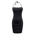 thumbnail image 5 of RUTAYY Women's Dress Solid Color Halter Casual Daily Wear Backless Sleeveless Party Wear Trendy Trip Mesh Dresses, 5 of 5