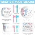 thumbnail image 2 of Pink Blue Bow Gender Reveal Decorations, Bow Theme Boy or Girl Gender Reveal Party Supplies for Baby Shower, He or She Paper Plate, Cup, Napkin, Disposable Cutlery, Serves 24, 2 of 7