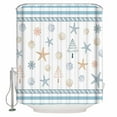 thumbnail image 2 of Coastal Christmas Waterproof Fabric Shower Curtain, Xmas Tree Starfish Beach Blue Striped Shower Curtain for Bathroom Curtains Bathtubs Hotel Washable Shower Curtains with 12 Hooks Long 72x78in, 2 of 6