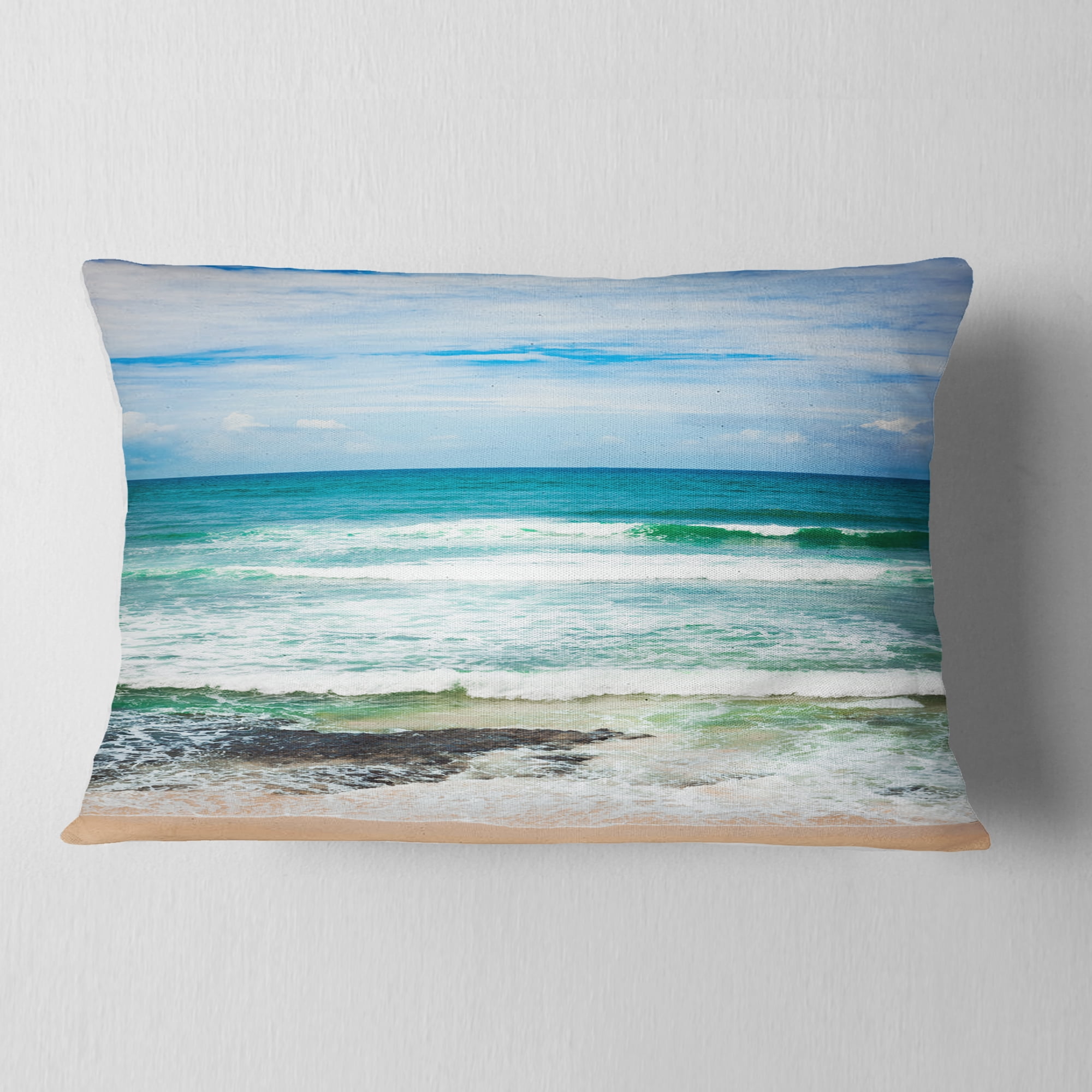 Designart Indian Ocean - Seascape Photography Throw Pillow - 12x20