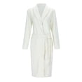 thumbnail image 4 of HUANBAI Women Winter Long Sleeve Pocket Belt Cardigan Solid Color Coral Bathrobe Flannel Nightgown Casual Pajama Dress, 4 of 5