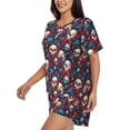 thumbnail image 2 of Lsque Skull red flower blue Women's Short-Sleeved Pajama Set - 2 Piece Soft and Lightweight Sleepwear Set-3X-Large, 2 of 9