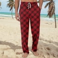 thumbnail image 3 of Men's Knitted Fashionable Printed Pocket Casual Pants, Plaid Pajama Pants for Home, Sleep and Lounge Wear,Deep Red,S, 3 of 8