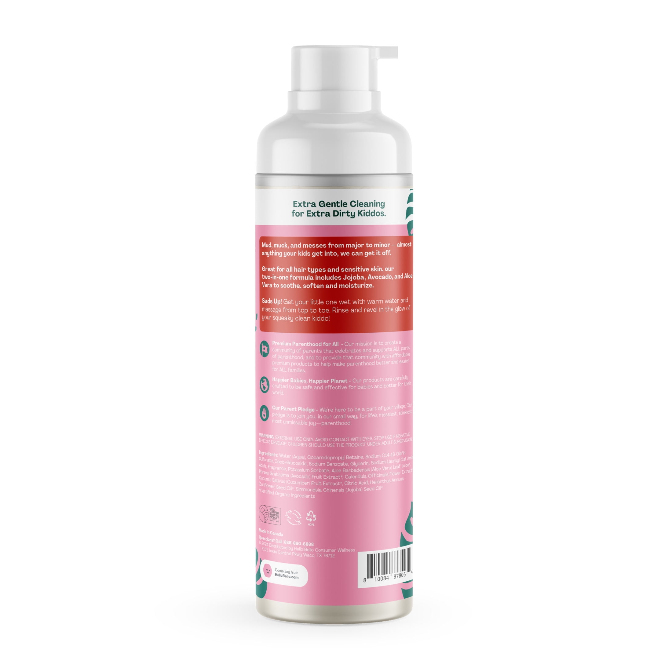 Hello Bello Children's Watermelon Shampoo & Body Wash, Tear-Free, All Hair Types, 16.7 oz