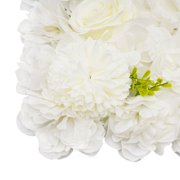 Miumaeov Artificial Roses Flower Panels Silk Fabric Floral Wall Backdrop Mats for Wedding Engagement Party Event Decor 15x15 White 12PCS