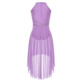 thumbnail image 5 of iiniim Women's Lyrical Dance Dress Halter Sleeveless Mesh Tulle High Low Skirt Leotard Modern Contemporary Dancewear Light Purple XL, 5 of 7