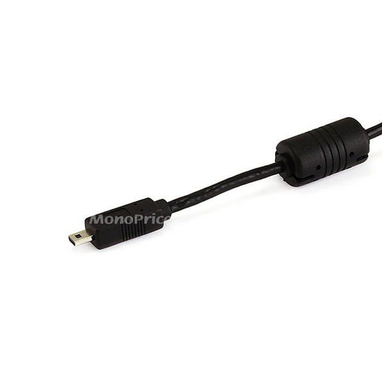 Monoprice 6' USB A to Mini-B 8pin Cable With Ferrites For Panasonic Nikon  Digital Camera Black 