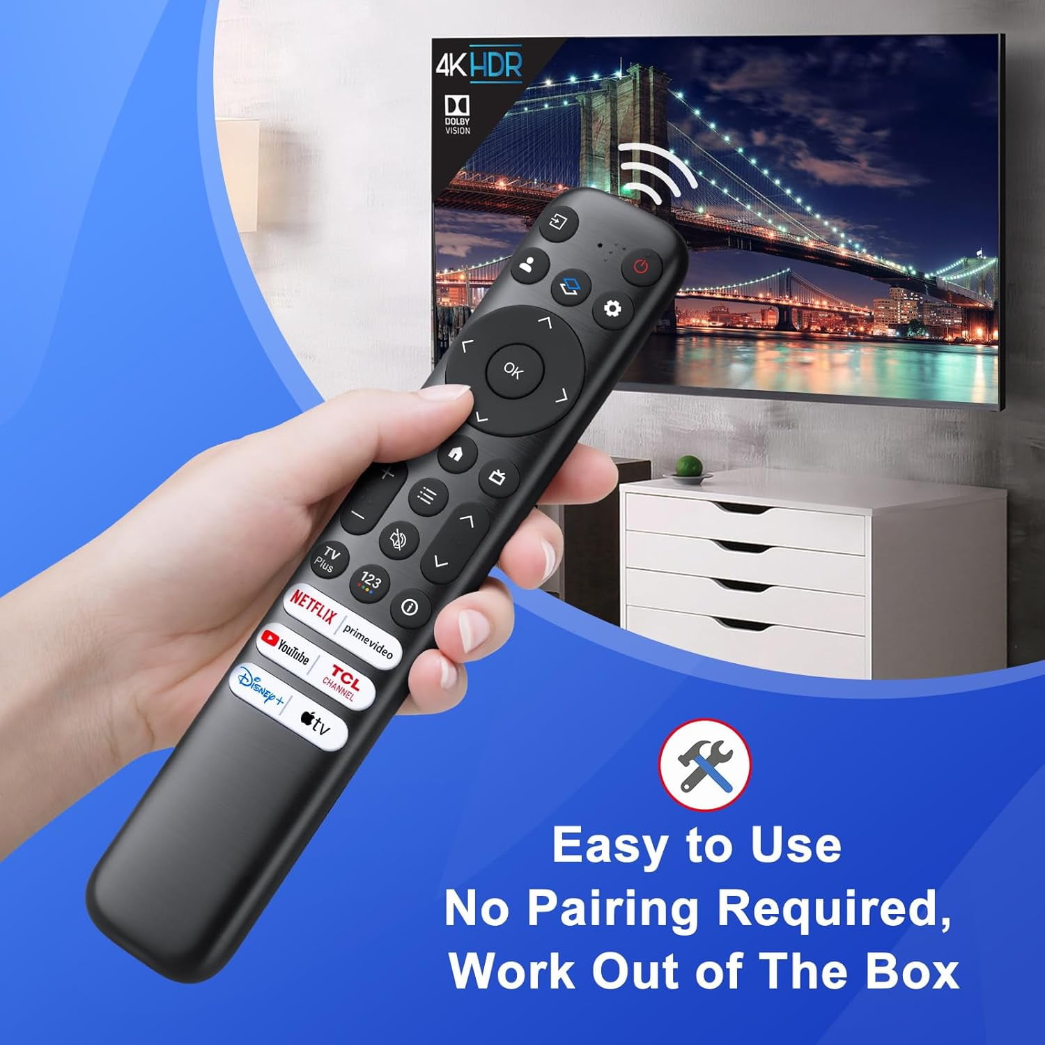 Replacement for TCL Google TV Remote Control, RC813 Compatible with TCL QM8/QM7/S5/S4/S3/Q7/Q6/Q5 4K UHD HDR LED QLED QD-MiniLED Full-HD Smart TVs