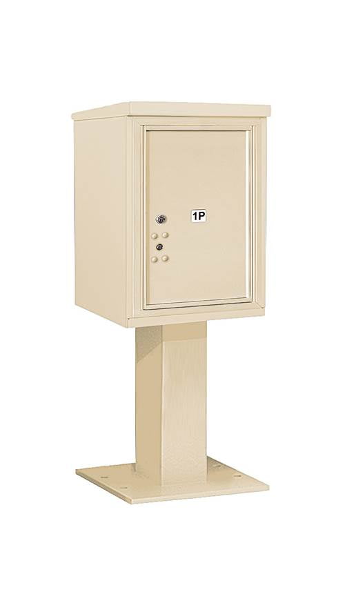 Single Column Pedestal Mailbox with Master Commercial Lock in Sandstone