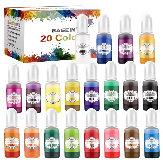 20 botellas de pigmento de resina epoxi, tinte colorante líquido, 20 colores, pigmento de resina UV altamente concentrado para manualidades, pintura artística, 10 ml cada uno